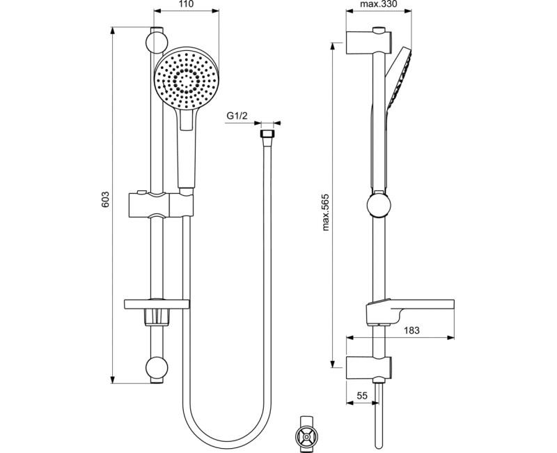 Ideal Standard Rain Evo Dušas komplekts 3-režīmi, B2620AA
