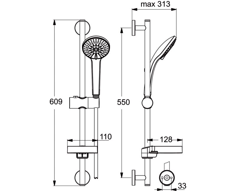 Ideal Standard Rain Soft Dušas komplekts 3-režīmi, B9415AA