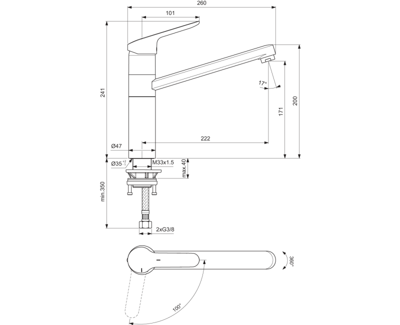Ideal Standard Ceraflex Смеситель для кухни, BC135AA