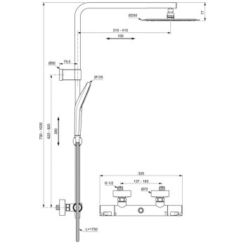 Dušas sistēma Ideal Standard Ceratherm T50, A7704AA