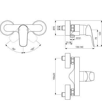 Dušas maisītājs Ideal Standard Ceraflex, hroms B1720AA