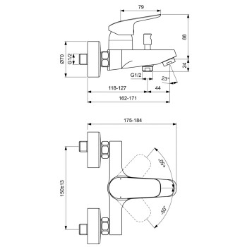 Vannas / Dušas maisītājs Ideal Standard Ceraflex  B1721AA