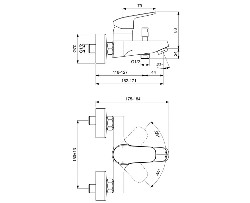 Ideal Standard Ceraflex Смеситель для ванны/душа, B1721AA