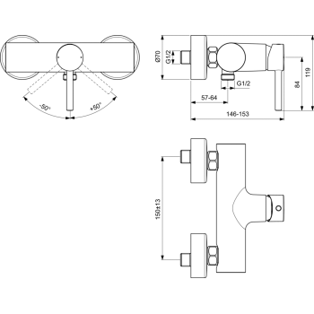Dušas maisītājs Ideal Standard Ceraline, hroms BC200AA