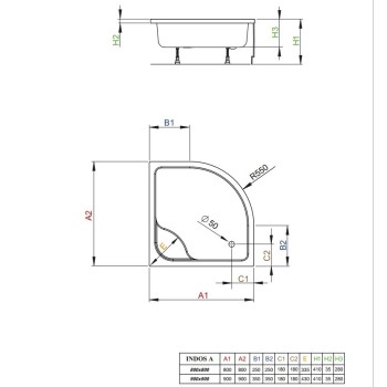 Dušas paliktnis Radaway Indos A dziļais 800x800, balts