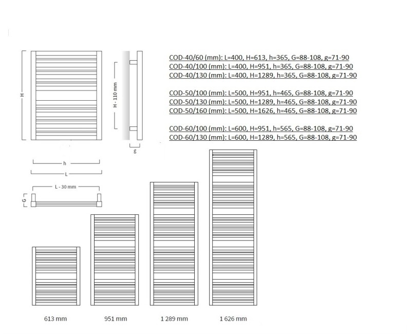 Instal Projekt Dvieļu žāvētājs CODE 500x1289mm, antracīts
