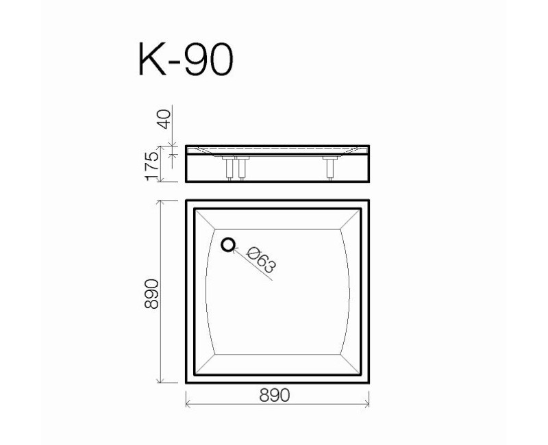 Vispool Kvadrātveida dušas paliktnis K-90,900x900