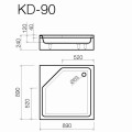 Vispool Kvadrātveida dušas paliktnis KD-90, 900x900