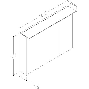 KAME Exclusive LOFT Spoguļskapītis 100x71 cm, MC3DML/100-70/D02-LFT Balts matēts