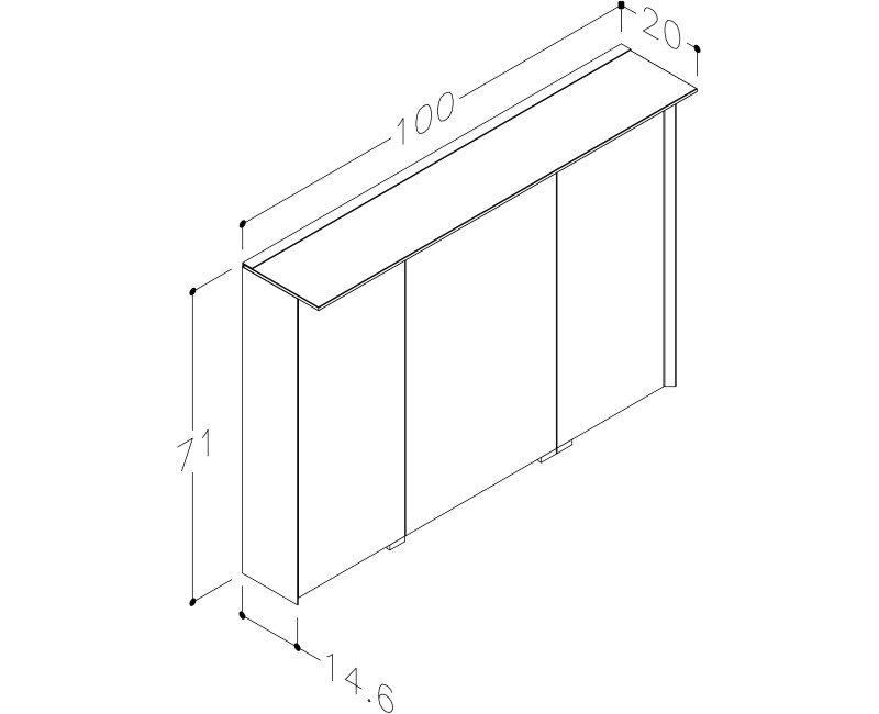 KAME Exclusive LOFT Шкафчик с зеркальными дверцами 100x71 cm, MC3DML/100-70/D02-LFT