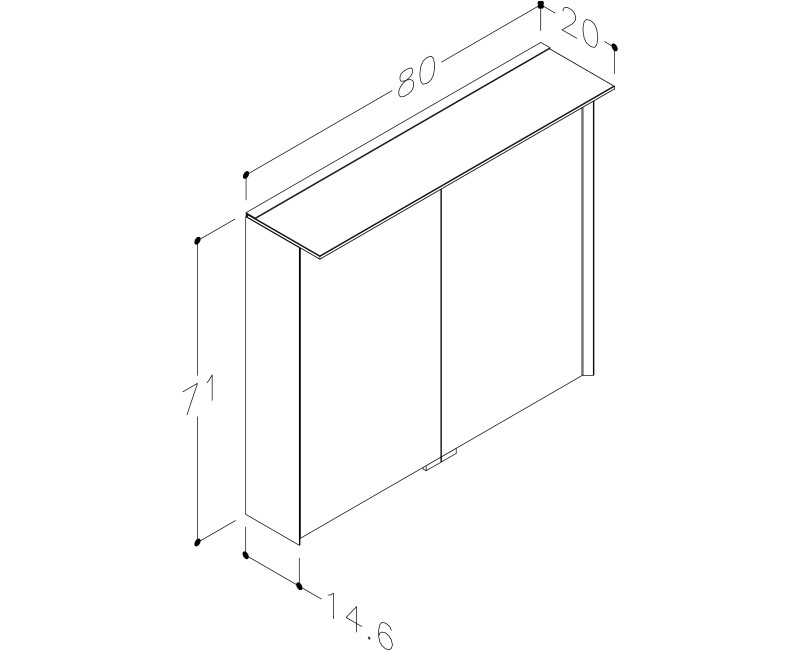 KAME Exclusive LOFT Spoguļskapītis 60x71 cm, MC3DML/60-70/D02-LFT