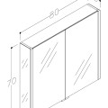 KAME BIG Шкафчик с зеркальными дверцами 80x70 cm, MCDML/80-70/PL