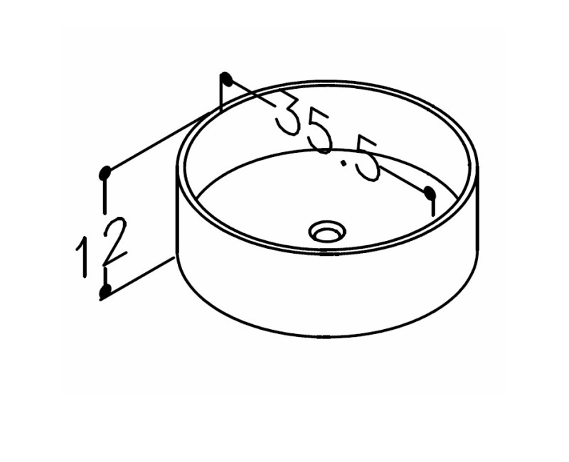 KAME TONDO Uzliekamā izlietne 35.5cm, WB353512MW
