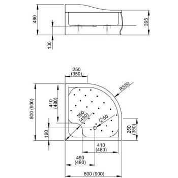 Dušas paliktnis Radaway KORFU A dziļais 800x800, balts