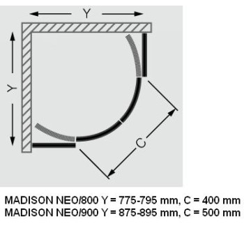 Roth Pusapaļa dušas kabīne Madison Neo 900x900mm