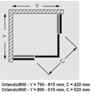 Roth Dušas kabīne kvadrātveida ORLANDO NEO 800x800mm
