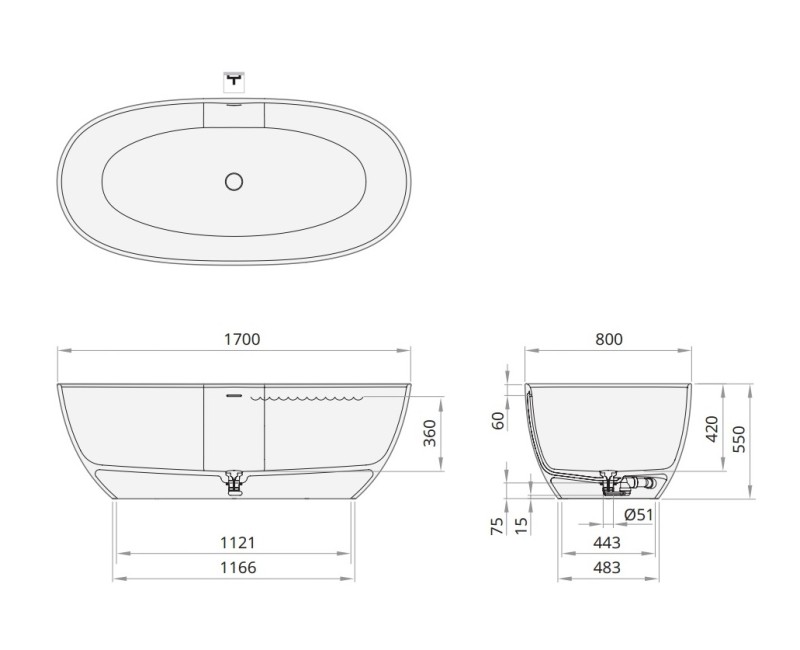 Vanna PAA BELLA SilkStone, 1705x800mm matinė caffe latte