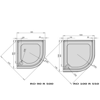 Dušas paliktnis Paa CLASSIC RO100 Akmens masas 100x100cm R550 ar paneli Balts