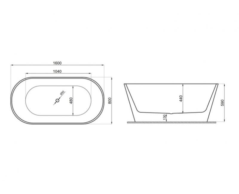 Polimat Свободно стоящая ванна UZO 160x80 cm, 00337