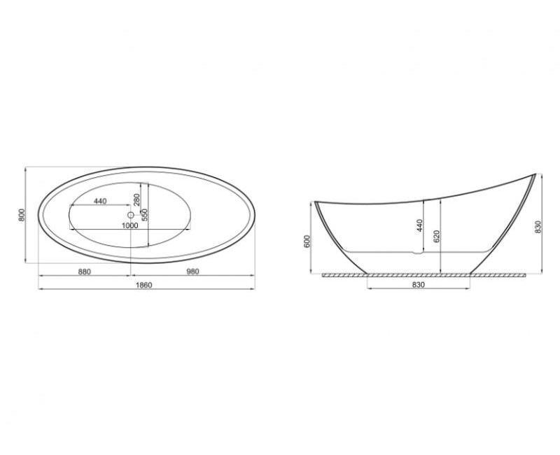 Polimat Свободно стоящая ванна ZOE 180x80 cm, 00257