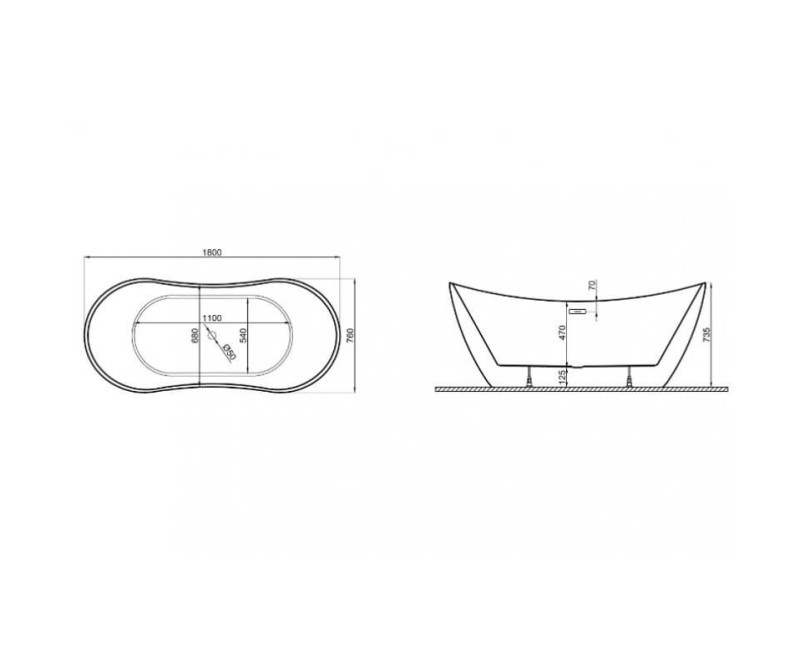 Polimat Brīvi stāvoša vanna ABI 180x80 cm, 00404