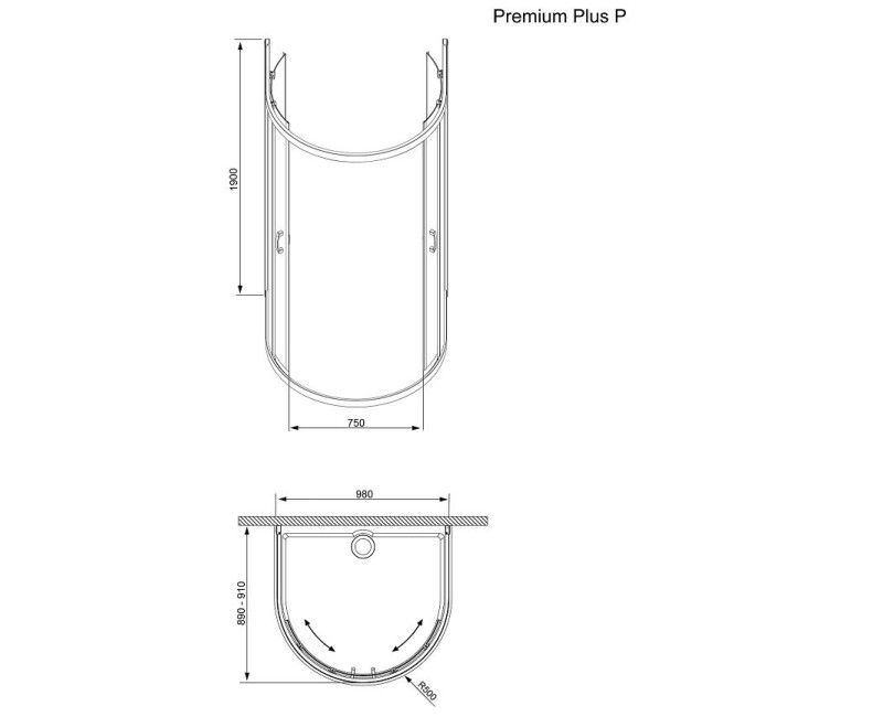 Radaway Душевой уголок полукруглый  Premium Plus P 100x90