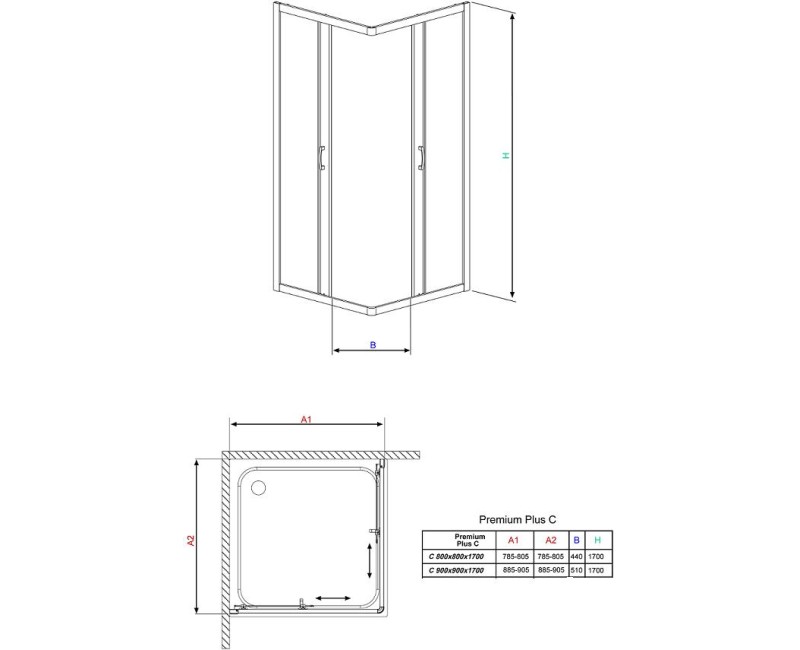 Radaway Dušas kabīne kvadrātveida Dolphi Premium Plus C 80x80