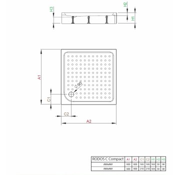 Dušas paliktnis Radaway RODOS C Compact Kvadrātveida 80x80