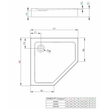 Dušas paliktnis Radaway Doros PT Compact Piecstūrveida 100x100, balts
