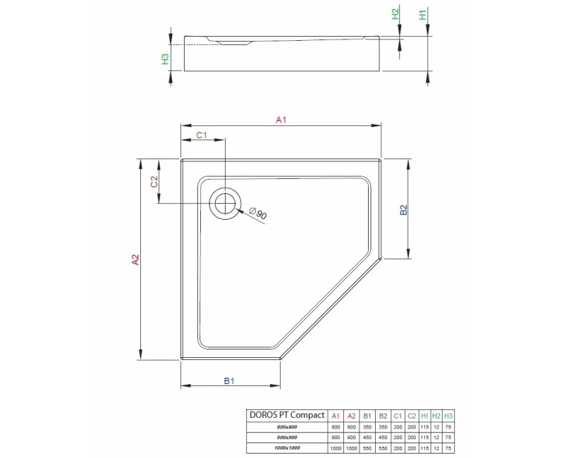 Radaway Душевой поддон Doros PT Compact 80x80, balts