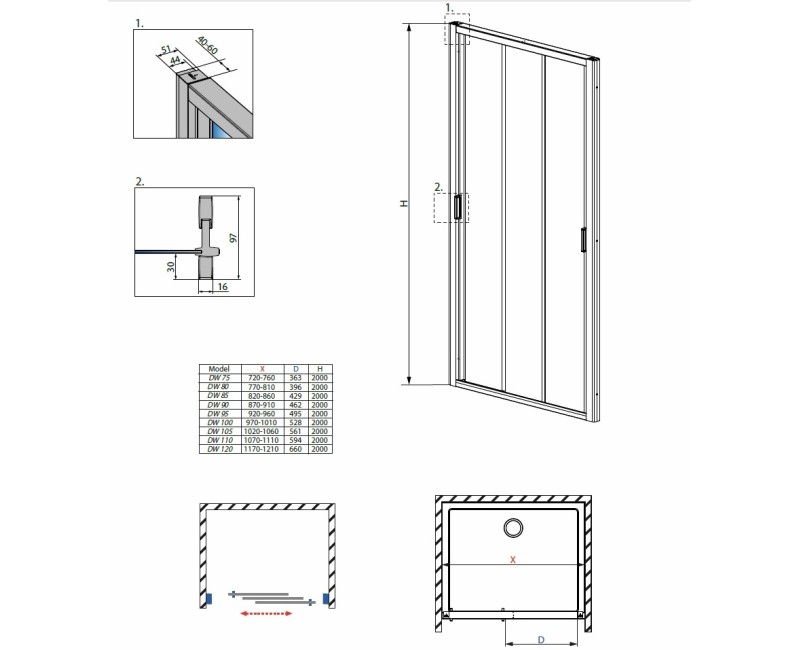 Radaway Душевая дверь EVO DW 90cm