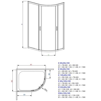 Radaway Asimetriska dušas kabīne Premium Plus E 100x80cm