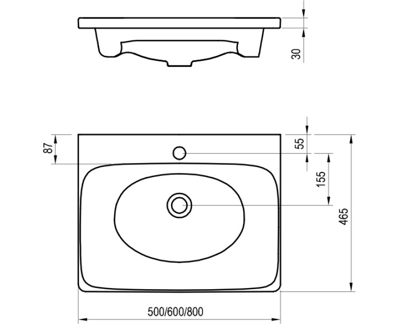 RAVAK Раковина для шкафчика Balance 50x47см, XJX01250000