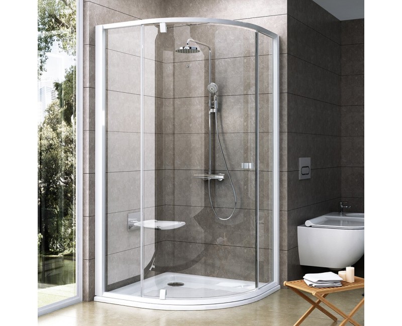 RAVAK PIVOT Pusapaļā dušas kabīne PSKK3 100x100cm, balts/balts