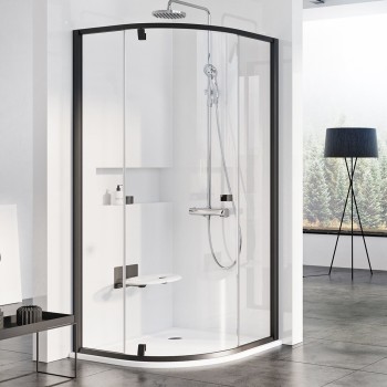 RAVAK PIVOT Pusapaļā dušas kabīne PSKK3 80x80cm, melns