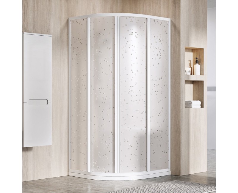 RAVAK Pusapaļa dušas kabīne SKCP4 90x90cm, balts/polistirols