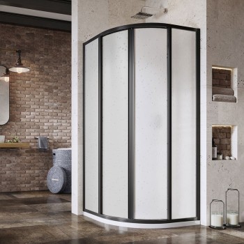 RAVAK Pusapaļa dušas kabīne SKcP4 90x90cm, melns/polistirols