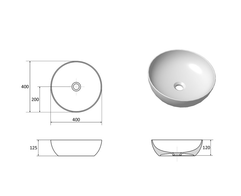 Ravak Uni Slim 400 B Раковина 40cm, накладная