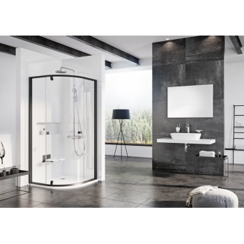 RAVAK PIVOT Pusapaļā dušas kabīne PSKK3 80x80cm, melns