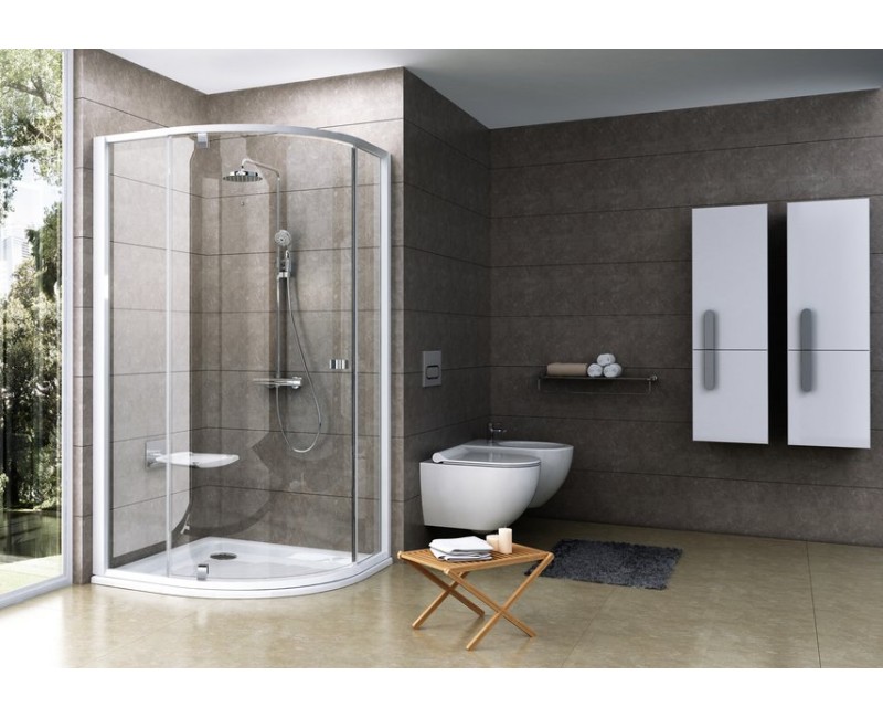 RAVAK PIVOT Pusapaļā dušas kabīne PSKK3 100x100cm, balts/balts
