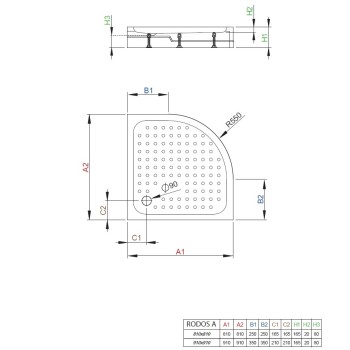 Dušas paliktnis Radaway Rodos A Compact pusapaļš 80x80 ,balts