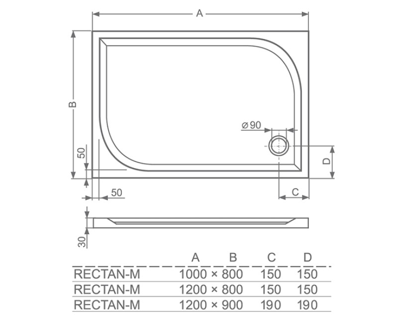 Roltechnik Rectan-M Душевой поддон прямоугольный 120x80cm, 80001
