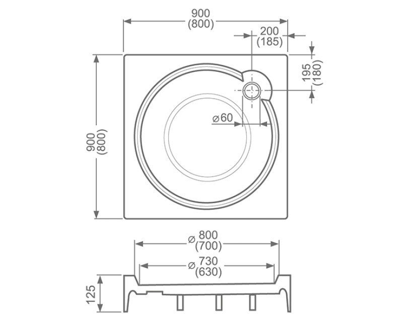 Roltechnik Душевой поддон квадратный ALOHA-P 800x800, balts