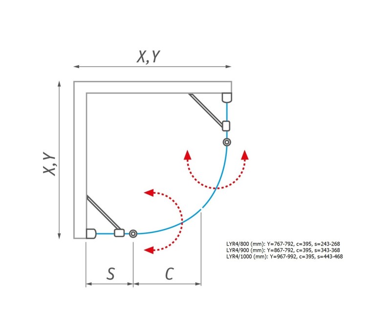 Roth Душевой уголок полукруглый LYR4 80x80cm