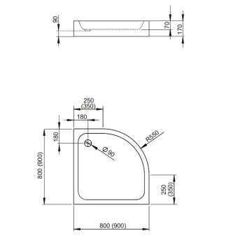 Dušas paliktnis Radaway Siros A Compact pusapaļš 80x80 ,balts