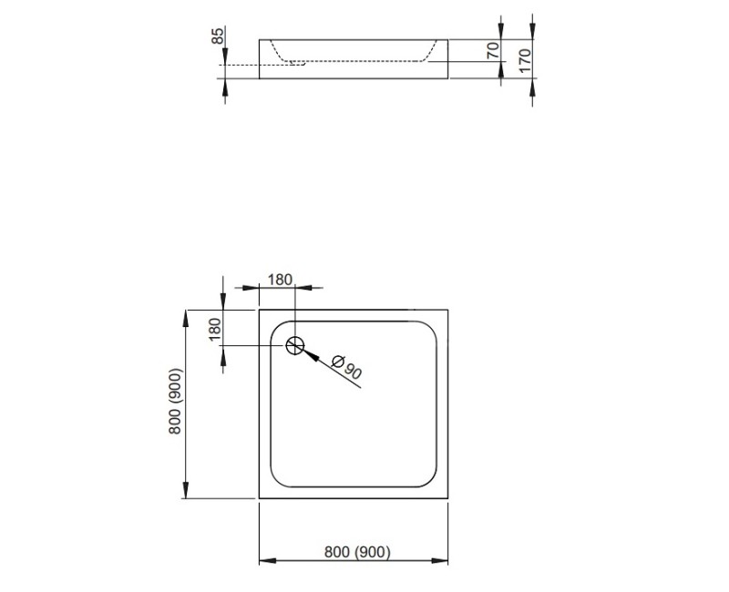 Radaway Душевой поддон квадратный SIROS C Compact 90x90cm