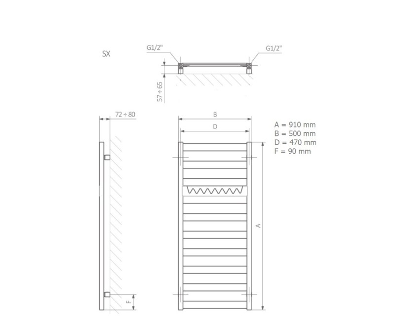 Terma VIVO+KTX4 elektriskais dvieļu žāvētājs 910x500mm, melns