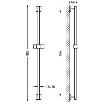 Dušas stienis TRES 842mm, 107935