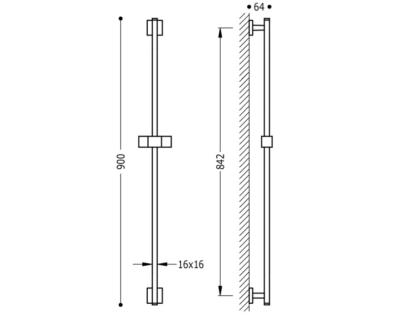 TRES Dušas stienis 842mm, 107935