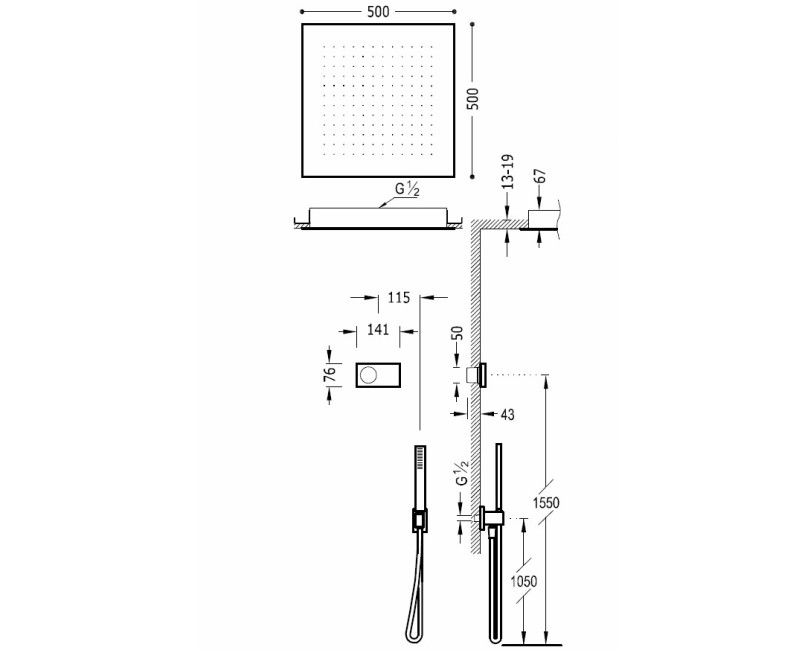 TRES Shower Technology Termostata dušas sistēma, 09288561NM